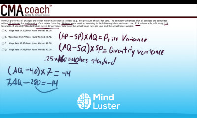 CMA Exam Part 1 Input Price Quantity Variances