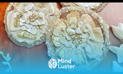 Stunning White and Gold 3D Flower Resin Coasters