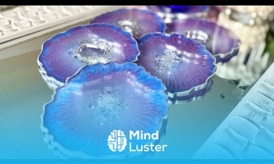Purple Blue Silver Resin Geode Coasters