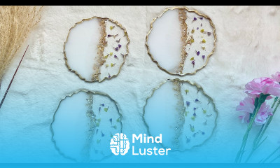 Gold and White Flower Geode Resin Coasters Updated