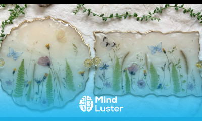 Beautiful Pressed Flowers in Resin Trays With Butterfly Stickers