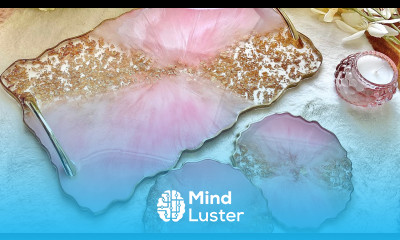 Gorgeous Pink Gold Resin Tray and Coaster Set