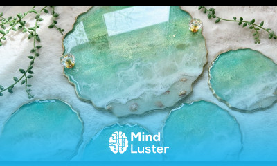 Beautiful Depth in Resin Beach Tray and Coaster Set