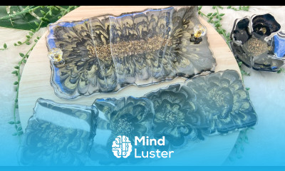 Beautiful Black and Gold Resin Tray and Coaster Set