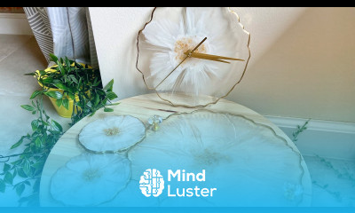 White Gold 3D Flower Resin Tray and Clock