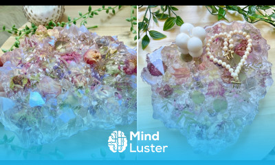 Beautiful Crystal Resin Tray With Flowers