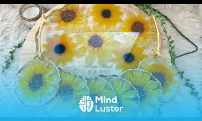 Beautiful Sunflower Resin Tray and Coaster Set