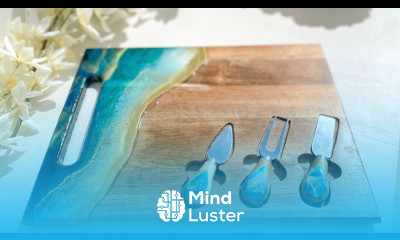 Beautiful Teal and Gold Resin Beach Serving Board