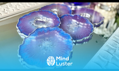 Purple Blue Silver Resin Geode Coasters