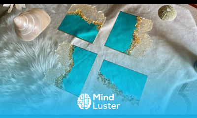 Gorgeous Aqua and Gold Resin Coasters