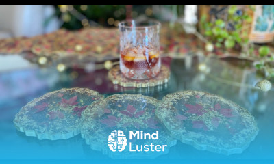 Red and Gold Christmas Inspired Geode Resin Coasters