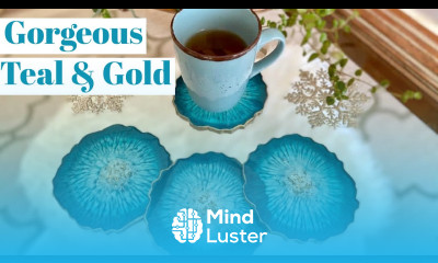 Gorgeous Teal and Gold Geode Resin Coasters
