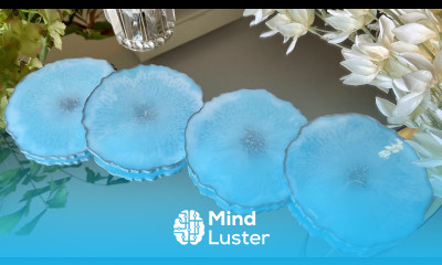 Gorgeous Blue and Silver Geode Shaped Resin Coasters