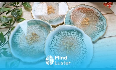 Beautiful Teal Bronze Geode Resin Coasters