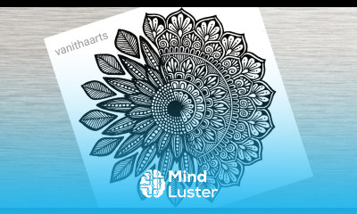 How to draw Mandala for Beginners half flower with half mandala art stepbystep doodle art