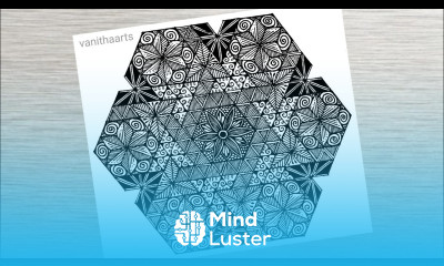 Hexagonal Doodle Art Using Geometric Design Step by Step Tutorial doodle zentangle vanithaarts