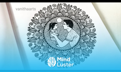 Father s day special drawing How to draw Mandala for Beginners Father and daughter stepbystep