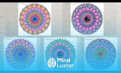 5 Different Colorful mandala art How to draw Mandala for Beginners stepbystep creativeart