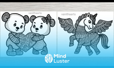 Unicorn and Teddy Bear mandala art how to draw mandala art for beginners zentangle doodle art