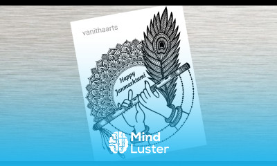 Krishna Janmashtami Mandala Art Lord Krishna Hand and Flute Drawing Peacock Feather Doodle