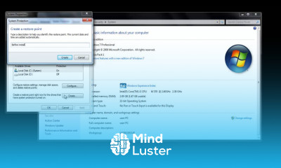 How to create a recovery point in windows 7