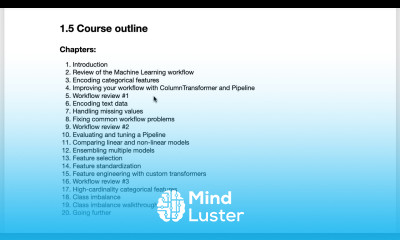 Course outline Master Machine Learning with scikit learn