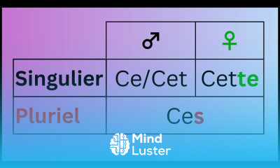 Grammaire A1 n°20 L adjectif Démonstratif Cet Cet Cette Ces
