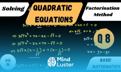 Solving Quadratic Equations Factorisation Method Questions 8