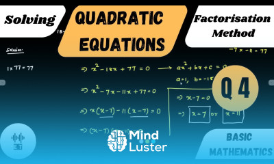 Solving Quadratic Equations Factorisation Method Questions 4