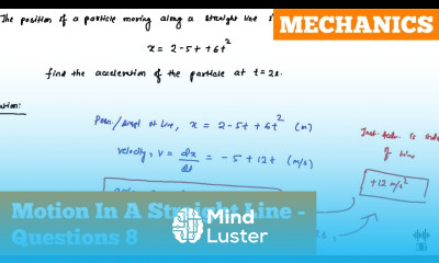 Motion In A Straight Line Questions 8 Mechanics