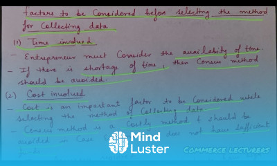 Factors to be considered while selecting method for collecting data class 11 entrepreneurship