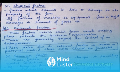 Factors responsible for business risk external internal class 11 entrepreneurship notes