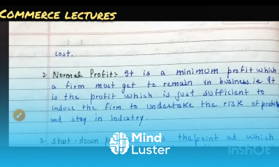 breakeven point normal profit shut down profit class 11 microeconomics notes