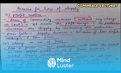 Reasons for law of supply class 11 Microeconomics notes