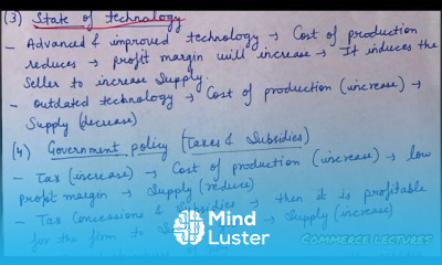Determinants of supply individual class 11 Microeconomics notes