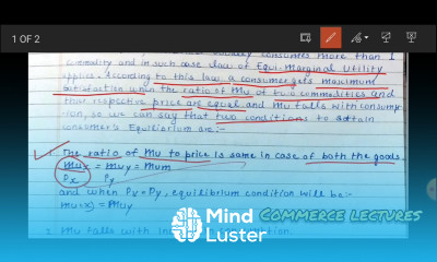 consumers equilibrium cardinal utility approach in case of two commodities class 11 eco