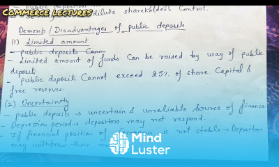 demerits disadvantages of public deposits class 11 business studies sources of business finance