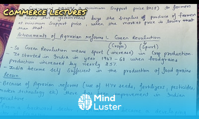 Green Revolution achievements of agrarian reforms class 12 indian economic development