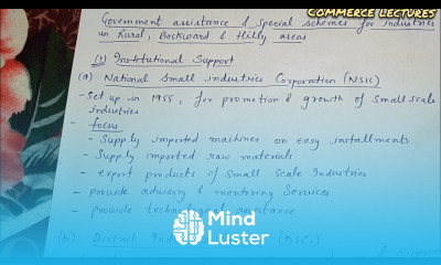 government assistance and special schemes for industries in rural backward and hilly areas class 11