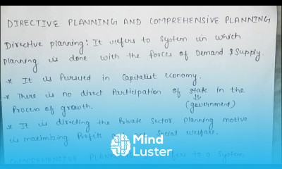 Directive planning and comprehensive planning class 12 indian economic development chapter 2