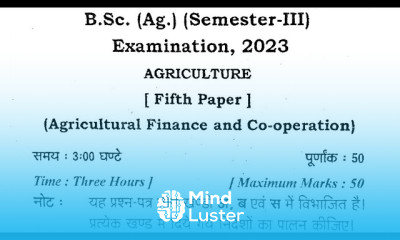 agriculture finance and cooperation paper 2023 agriculture finance and cooperation bsc ag