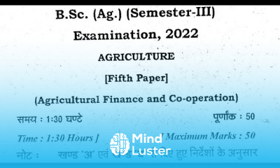 agriculture finance and cooperation paper 2022 agriculture finance and cooperation bsc ag