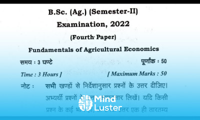 fundamentals of agriculture economic previous year question paper agriculture economics paper