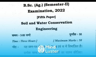 soil and water conservation enginnering question paper soil and water conservation enginnering