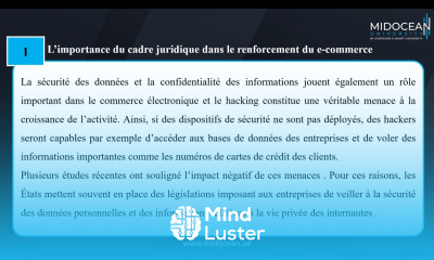 Commerce électronique le cours 3 aspects legaux et de securité dans l ecommerce Midocean University