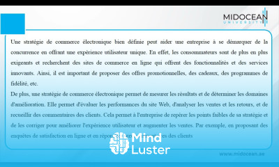 Commerce électronique le cours 7 Stratégie de Ecommerce Midocean University