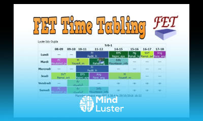 8 Saisir Les Activités sur FET Time Tabling