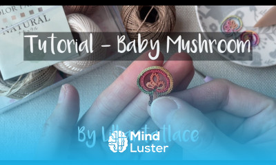 Baby mushroom tatting tutorial focus on Catherine Wheel Join Straight angle making free pattern