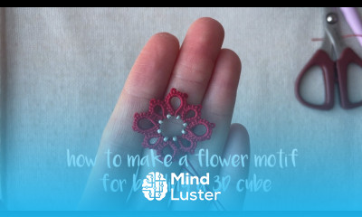 How to tat a flower beaded motif for building a tatted 3D cube motif only Tatting tutorial