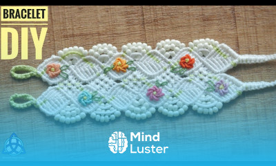 Red rose micro macrame hand embroidery bracelet PART 1 DIY